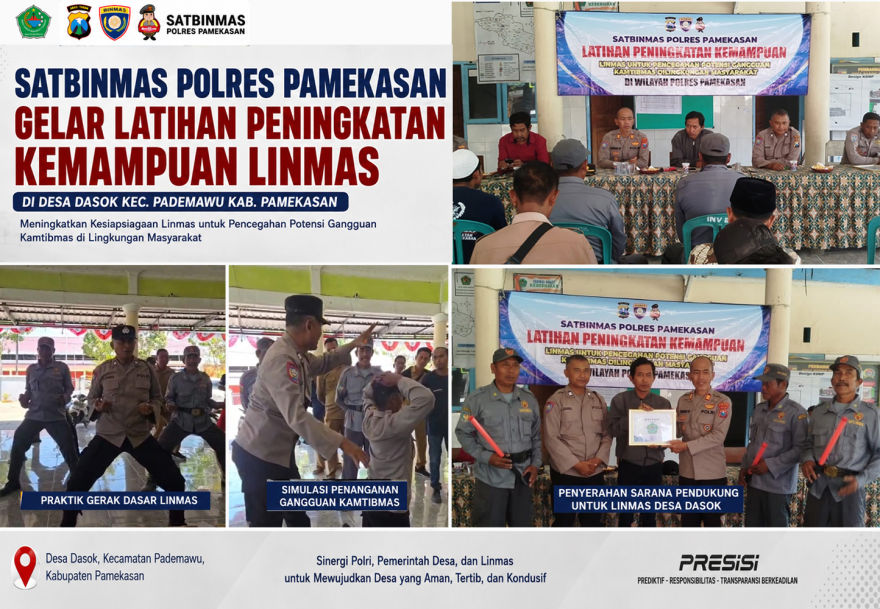 Satbinmas Polres Pamekasan Gelar Latihan Peningkatan Kemampuan Linmas di Desa Dasok